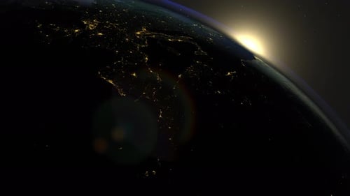 Animated Earth Sunrise Reveal with Glowing Atmosphere