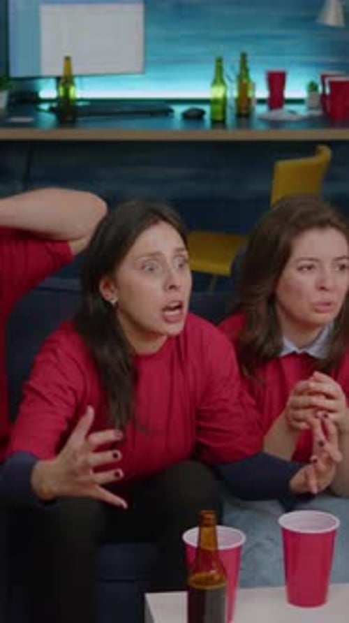 Friends Watch Sports Game at Home and Get Upset