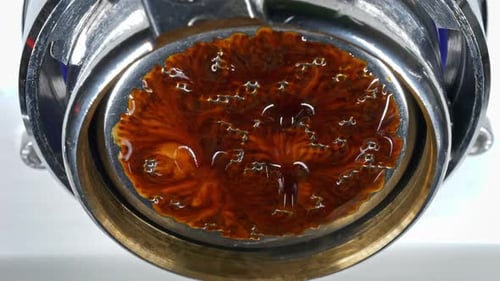 Espresso Machine Brewing Coffee, Close Up