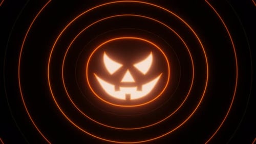 Animation en boucle Flash VJ en forme de citrouille au néon d'Halloween