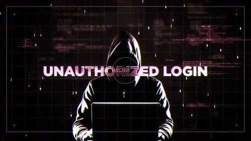 Vídeo de holograma em estilo satélite Glitch Hud de login não autorizado