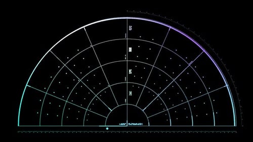 Collection Radar : animation graphique en demi-cercle sur fond noir avec effet d'ondulation