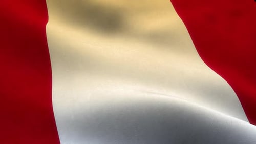 Realistic Waving Flag with Red, White, and Golden Stripes