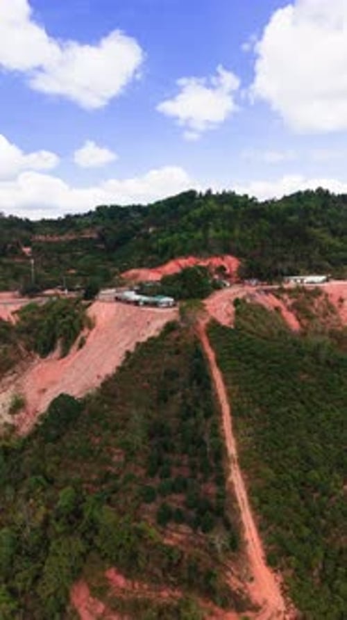 Explore the landscape and features of Dai Ninh Pass from above with a detailed aerial view.