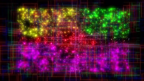 Digitales Technologiedatenkonzept bunter geometrischer Linienanimationshintergrund. mz\_428