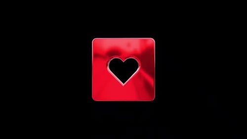 Animated 3D Red Heart Icon Loop on Black Background