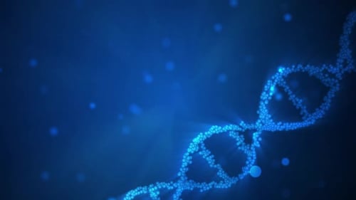 Abstract DNA Double Helix Animation with Glowing Blue Particles