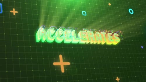 Digital Grid Background with Glowing Geometric Text Reveal