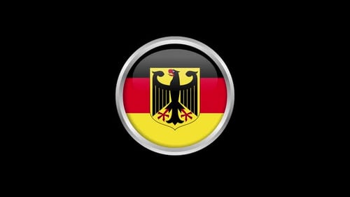 Glossy German Flag Emblem Badge Animation Reveal