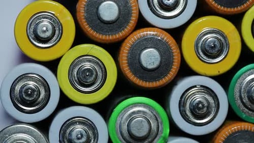 Macro Shot of Colorful Battery Tops