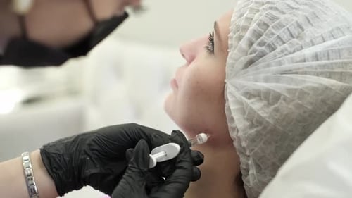 Woman Receiving Injection at Cosmetic Surgery Office