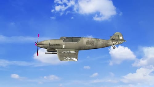 Militärflugzeug fliegt über den Himmel von oben