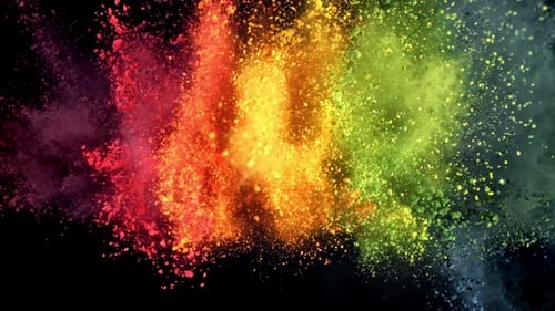 Holi Festival Colored Powders Rise and Fall Filmed on a Highspeed Camera at 1000 Fps