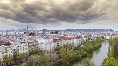 Panorama Aerial View Famous European Capital City Vienna in Austria Tourism Traveling Place Go