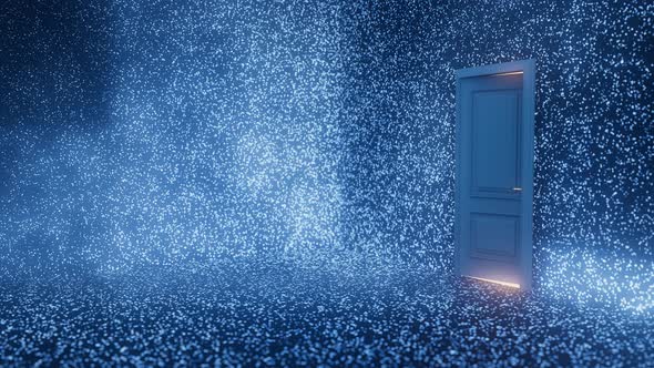 Glowing Door Opens Revealing Bright Light with Particles, Backgrounds ...