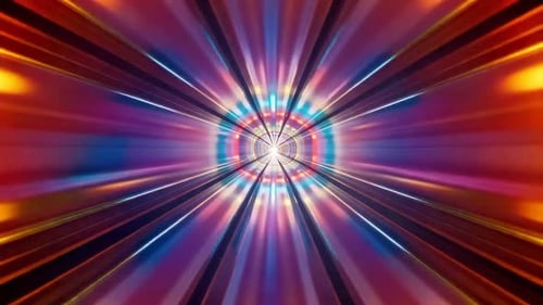 Tunnel lumineux au néon brillant traversant l'hyperespace