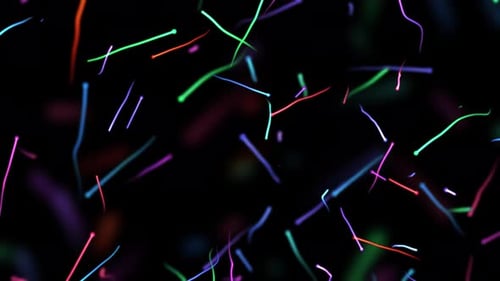 Abstract aquarium background with vibrant color neon lines floating with bright glow effect