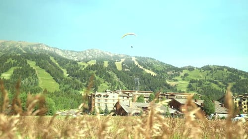 Cinematic Parachute Flight over Teton Village