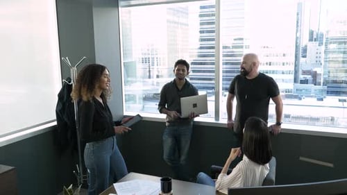 Business People Meeting in Highrise Office Adult