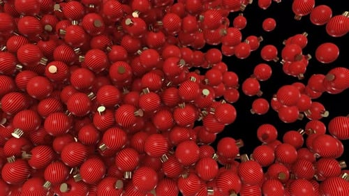 Red Striped Christmas Ornaments Falling Transition