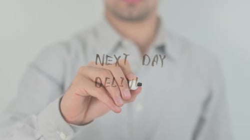 Next Day Delivery, Writing on Transparent Screen