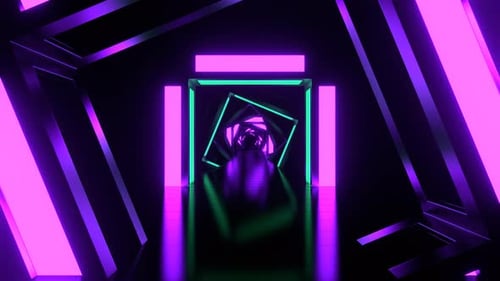 Purple And Turquoise Neon Arch Corridor Background Vj Loop In 4K