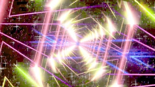 Bright Glowing Neon Geometric Light Tunnel Animation Loop