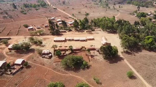 Aerial view of a small village in Malawi