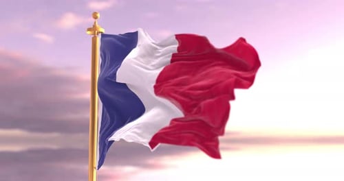 French Flag Waving in Realistic Motion