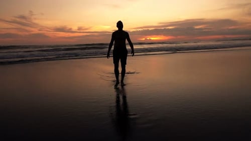 Sunset Beach Walk Slow Motion Silhouette