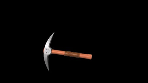 Realistic 3D Pickaxe on Black Background