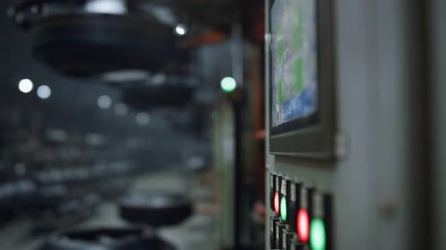 Closeup Worker Hands Tapping Screen Modern Manufacturing Digital Machine at Factory. Close
