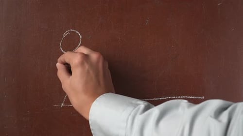 Hand Drawing Stick Figure Family with Chalk