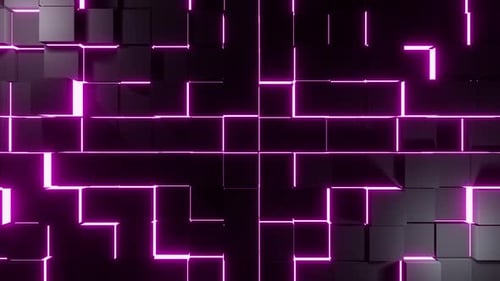 Dark Cubes Wall With Pink Neon Lights Vj Loop Background Animation