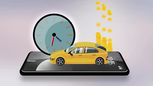 Taxi Order 3D Phone Yellow Car 4K