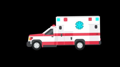 Cartoon Siren Ambulance Car Alpha Channel