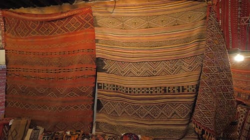 close up shot of handmade fabric with a typical Moroccan motif