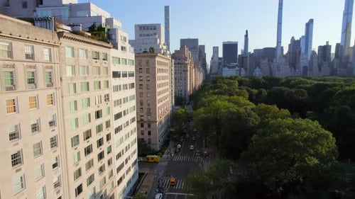 September 2021 - 4K aerial of Manhattan from Central Park, NYC, USA