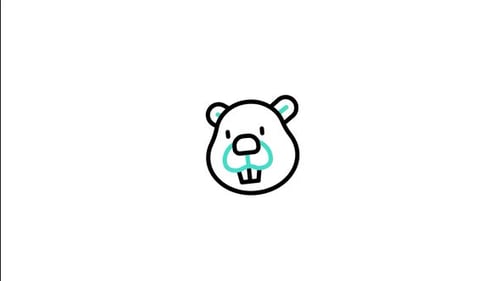 Animated Beaver Head Line Art Drawing Reveal