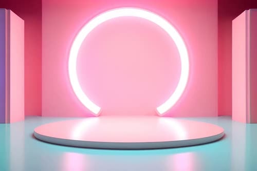 podium Futuristic showcase with platform for product displaying. Empty modern stage display
