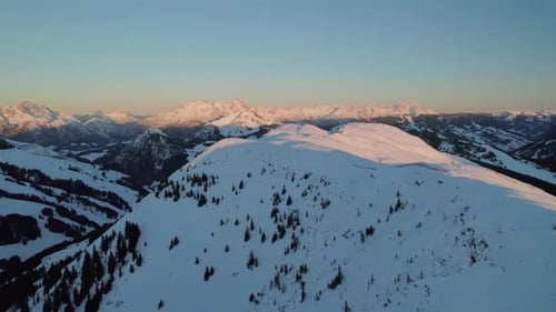 Aerial View Of Mountain Ridge Hikes Of Reiterkogel And Hasenauer Köpfl In Saalbach-Hinterglemm, Aust