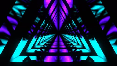 Türkisfarbener und lila beweglicher Dreiecks-Neonquellenhintergrund VJ Loop In 4K