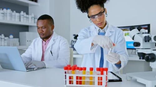Researchers Working in a Modern Medical Research Lab