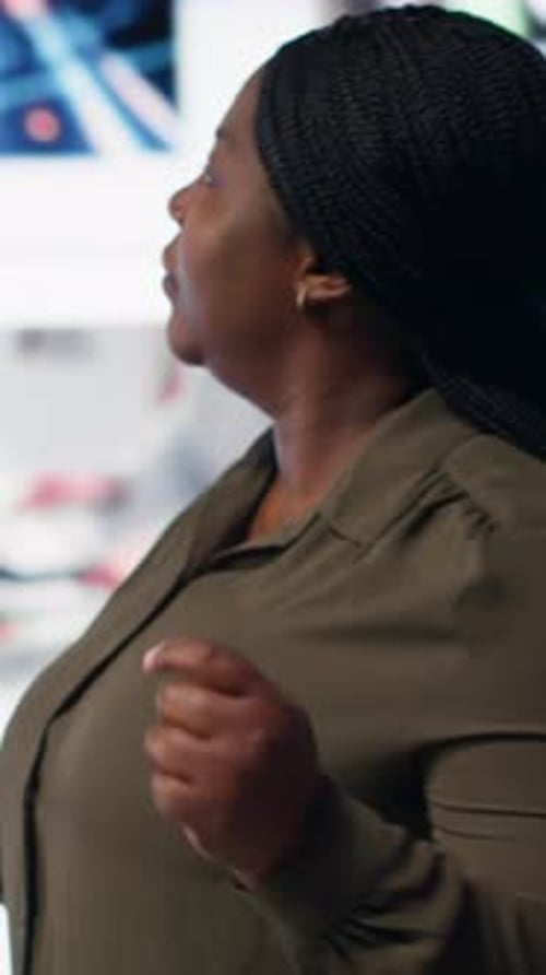 Vertical Video Person Enjoys Watching Entertaining Video Streaming Service Content Library