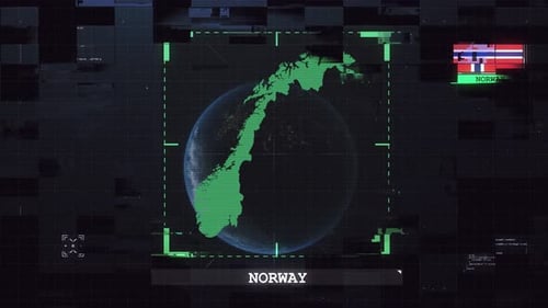 Norway Flag And Map Hud 4K