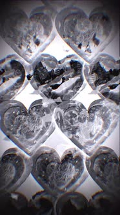 Old Negative Looping Portrait Film Of Paper Wrapped Cookie Heart Stop Motion Collage