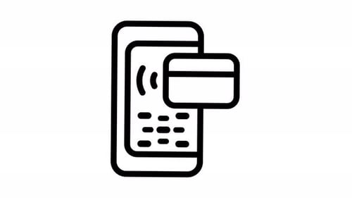 Contactless Payment Icon with Credit Card and Smartphone NFC Technology