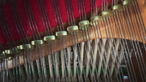 Piano Inner Mechanics and Strings Close Up