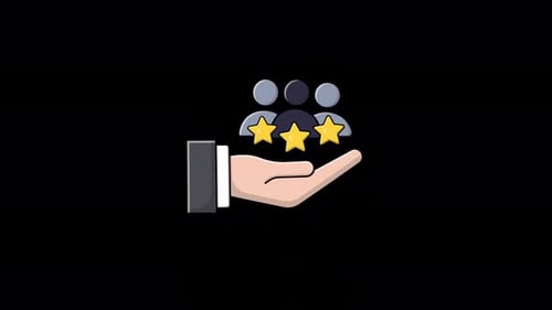Animated Hand Holding Customer Review Rating Icons