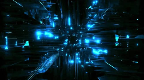 Blue Futuristic Digital Tunnel Network Abstract Background